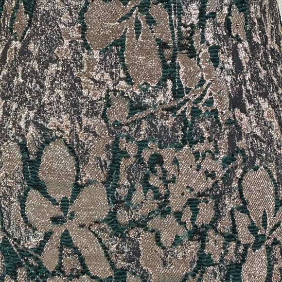 Theia Navy Rose Gold Floral Metallic Halter Sheath Cocktail Dress | 6 - Picture 13 of 13